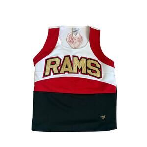 Y2K VTG Style Cheerleader Tank Top Logo Rams Embroidered Color Blocked 36/6